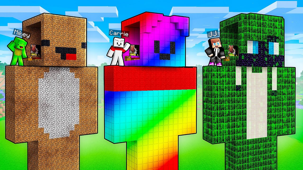 JJ vs Mikey vs Carrie: STRANGE STATUE BATTLE in Minecraft - Maizen