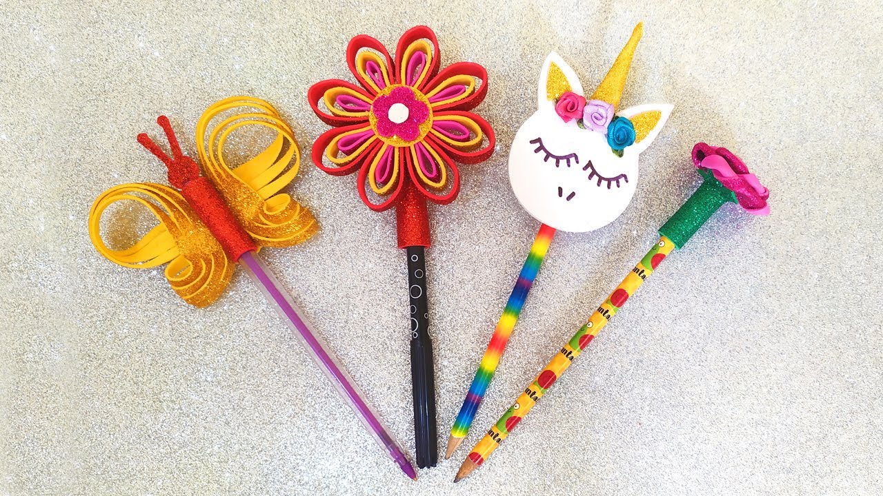 CÓMO DECORAR TUS LÁPICES con GOMA EVA (adornos fáciles para lápices) - Ideas Fantásticas