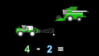 Vehicle Math - Subtraction 1 - With Buses & Farm Vehicles - The Kids' Picture Show (Learning Video)