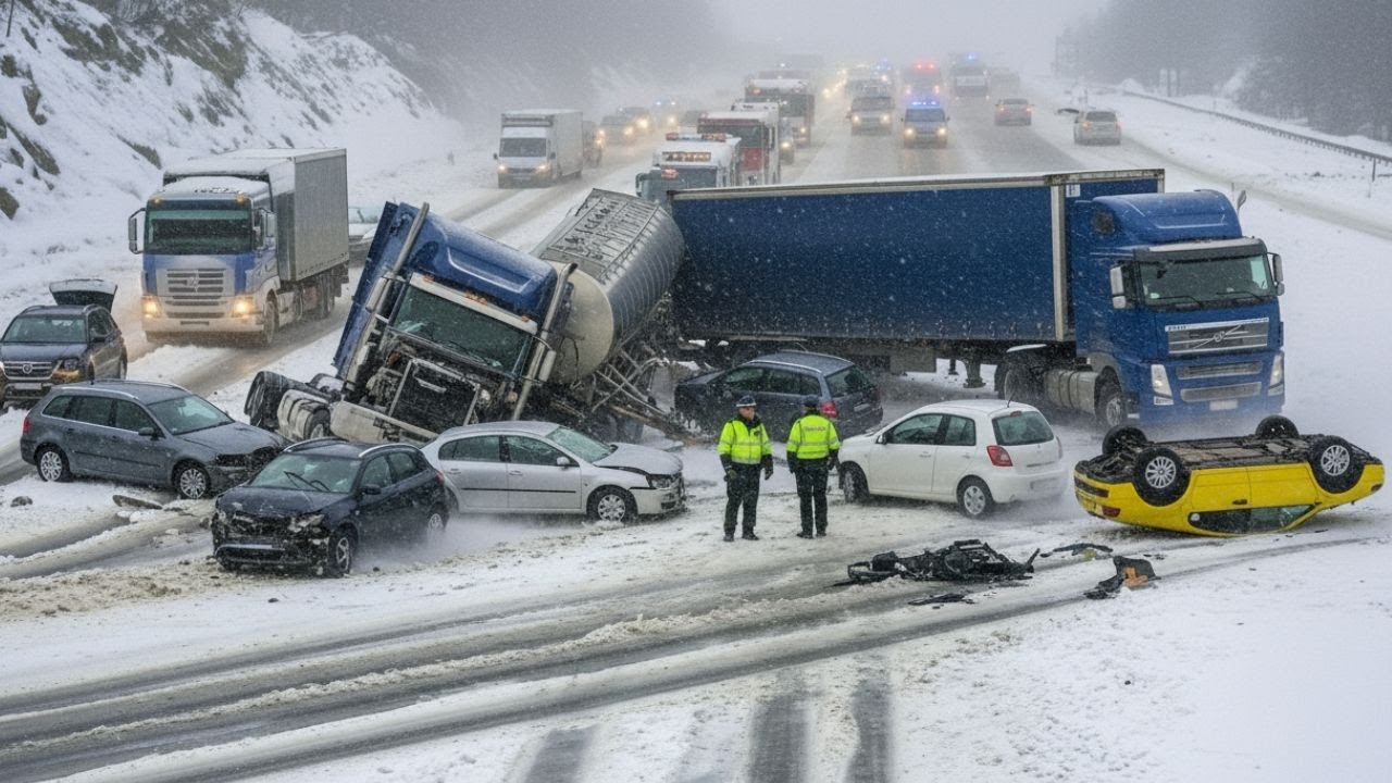 Extreme Icy Road Madness Caught on Camera