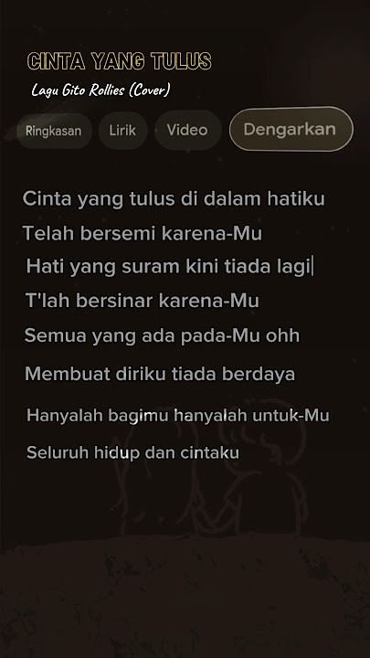 Lirik Lagu Cinta Yang Tulus Lagu|| Gito Rollies(Cover) #liriklagu #lirikvideo #cintayangtulus