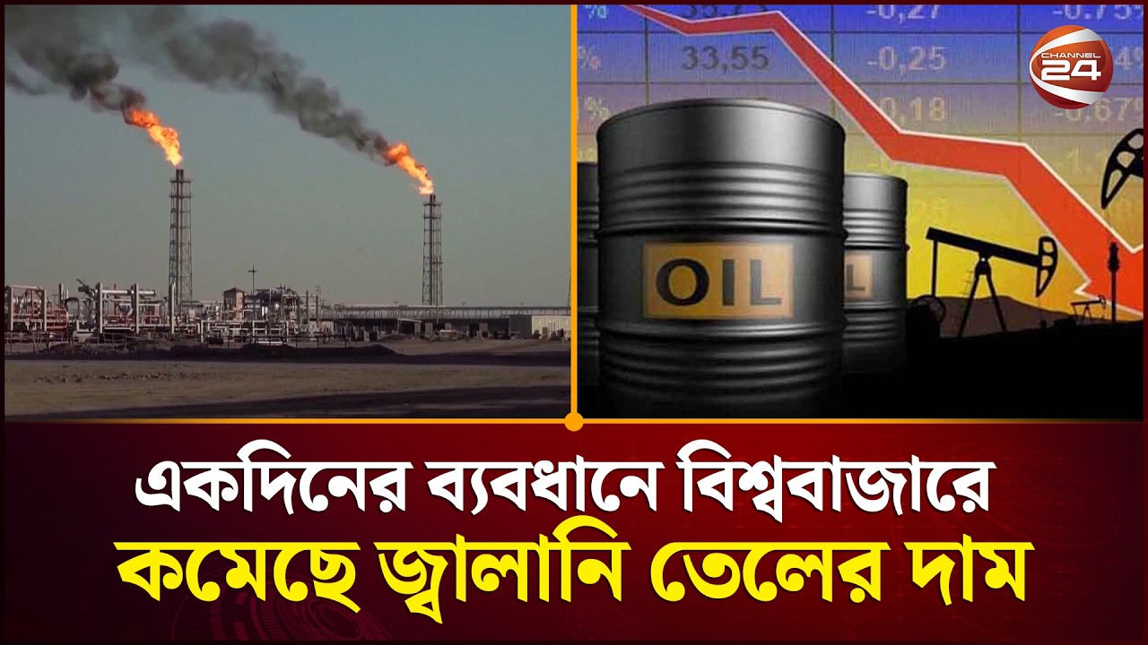 একদিনের ব্যবধানে বিশ্ববাজারে কমেছে জ্বালানি তেলের দাম | Oil Price | Channel 24