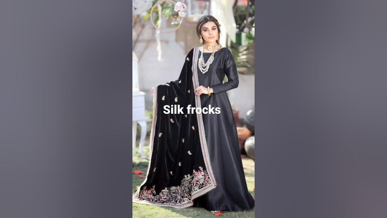 Silk frock designs/Long silk frock/Plane frock design with heavy