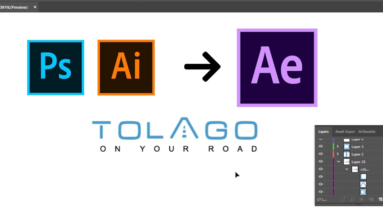 วิธี export photoshop to illustrator  2022 New  Chuyển file từ Photoshop, Illustrator sang After Effects - Import Photoshop,AI file to After Effects