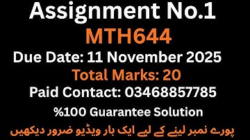Mth644 assignment No.1 Solution 2025_ mth644 assignment no.1 solution_ %100 Correct Guarantee#mth644