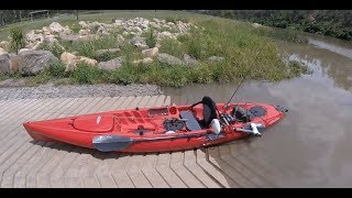 11.5 HP 44″ Electric Start Finish Cut Trail Mower Test Run of my new Watersnake 24lb electric Kayak Motor on the Hobbie Revo!