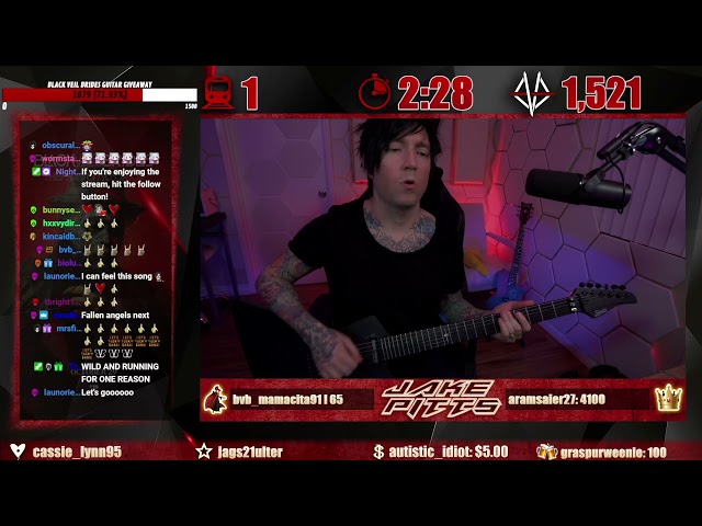 Black Veil Brides - Rebel Love Song (Jake Pitts playthrough on Twitch) class=