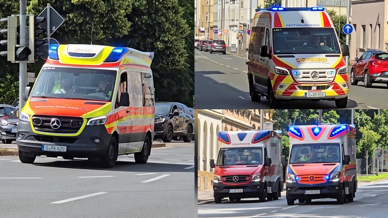 Einsatzfahrten zu einem Wohnungsbrand in Gera.