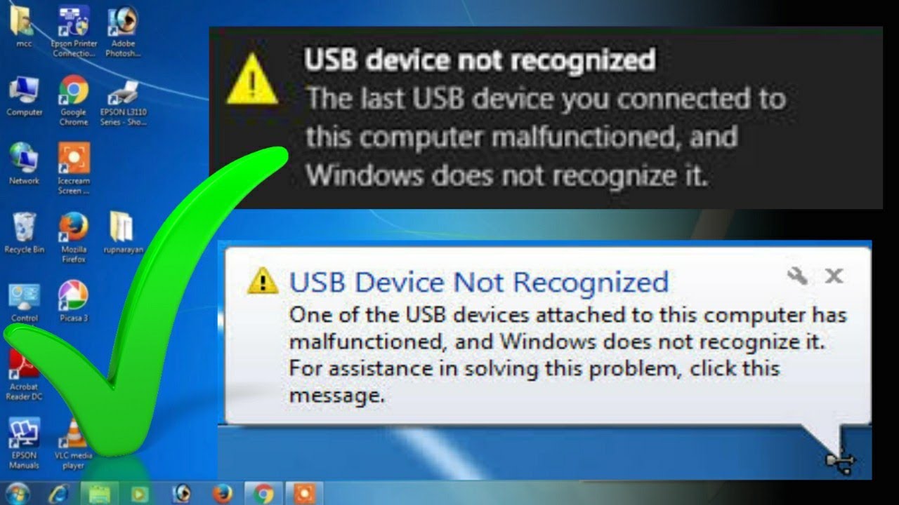 USB Device Not Recognized ll How To Fix USB Device Window 7/8/10 - YouTube