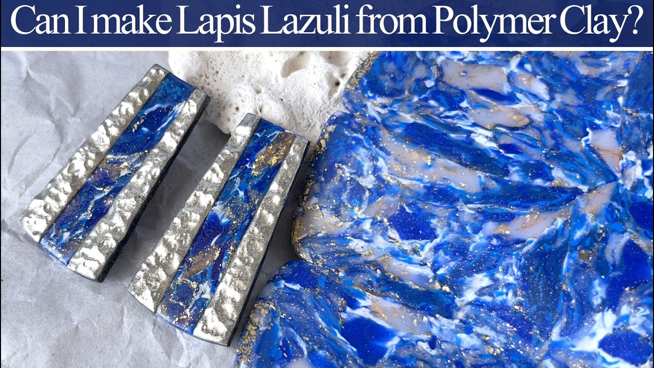 Mixing Translucent Clay & Gold Leaf to make Lapis Lazuli Earrings