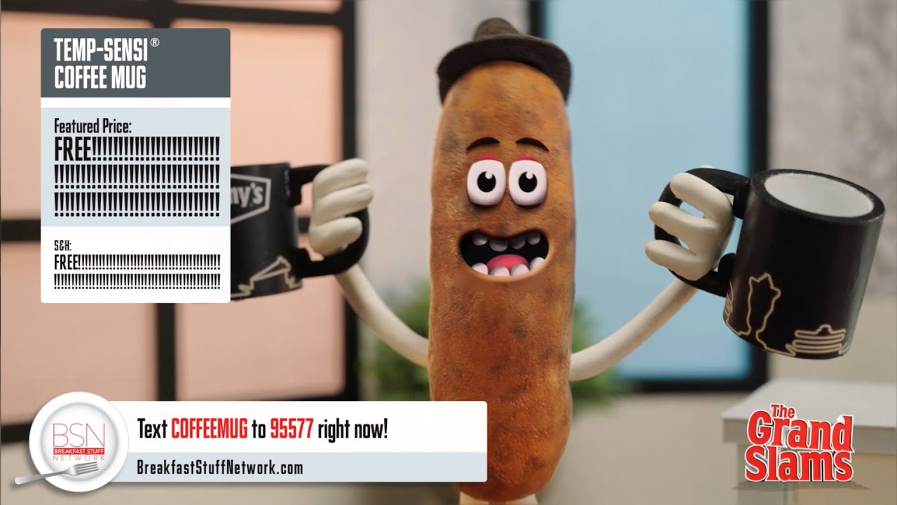Denny's sausage mascot has unfortunate resemblance