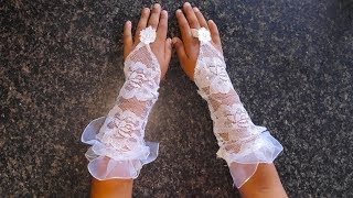 How to make fingerless gloves|| Beautiful wedding gloves|| Diy handmade lace gloves