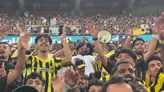 طرب جمهور الاتحاد امام ابها لحظة الهدف الثالث حمدان مغربي 💛🖤