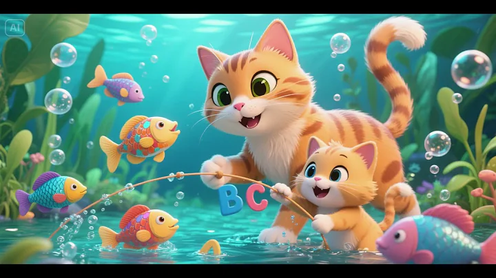 🐱🎣 Mama Cat and Kittens Catch ABC Fish | Alphabet Fishing Song | Nursery Rhymes & Kids Songs