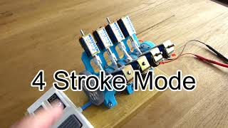 3D printed V8 Solenoid, 2 stroke  4 stroke running cycle compare