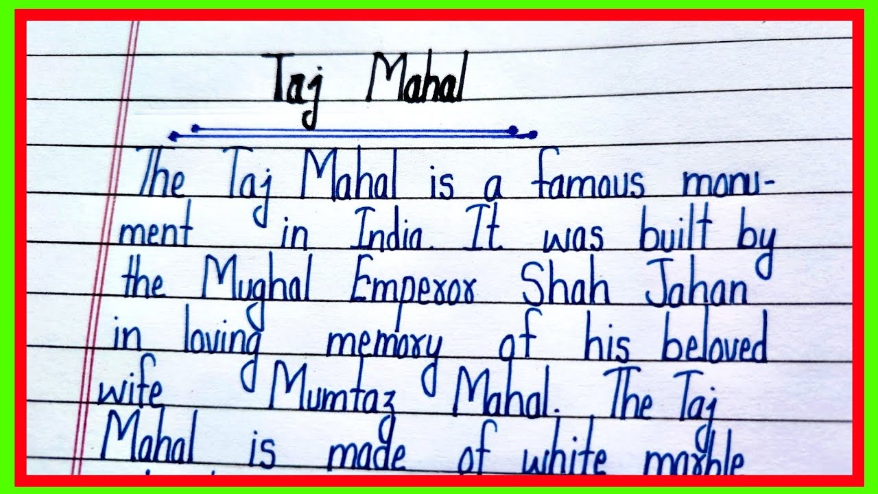 Essay on Taj Mahal in english/paragraph on Taj Mahal in english/Taj ...