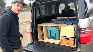 This Car Camping Setup is Genius! (Kitchen, Bed, Fridge, Stove in a Honda Element!)