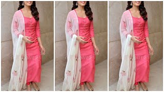 Plain kurti with contrast dupatta//plain suit//Krazy Beauty