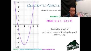 Math 20-1 - Lesson 5.2  graphing quadratic absolute value functions