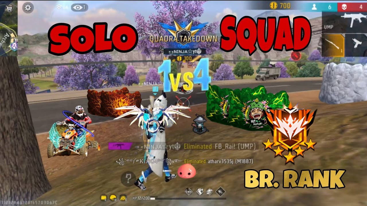 Solo vs Squad BR Rank – Free Fire MAX Insane Gameplay🔥 1 vs Squad ...