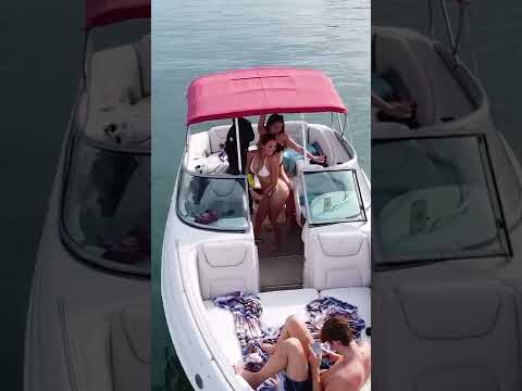young girls in #bikini #dancing and doing #tiktok videos  on #motoryacht with #dreamyachtcharter