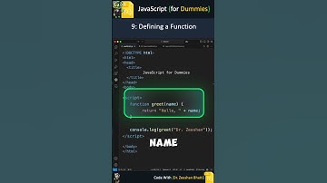 9: How to Define a JavaScript Function #javascripttutorial #coding #programming #shorts