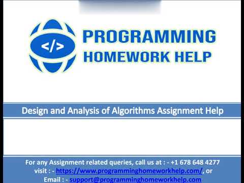 Design and Analysis of Algorithms Assignment Help