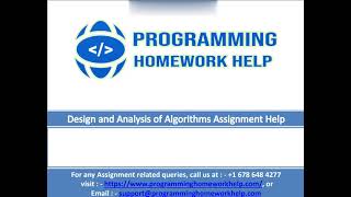 Design and Analysis of Algorithms Assignment Help