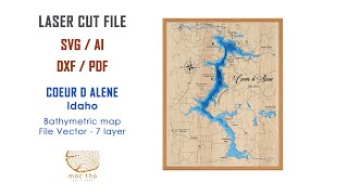 Digital File Svg - Coeur D Alene Idaho Wooden Map 3D Nautical