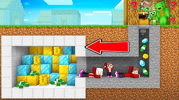 How JJ Family Trolled Mikey Family with SECRET Base in Minecraft? - Maizen