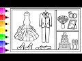 How to Draw a Wardrobe Wedding for a Bride and Groom Coloring Page