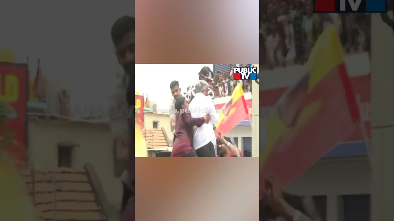 Fan Accidentally Pulls Down Minister V Somanna During Campaign In Chamarajanagar | V Somanna