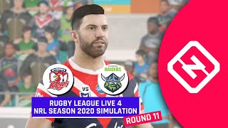 NRL 2020 | Sydney Roosters vs Canberra Raiders | Round 11 | Rugby League Live 4 Sim