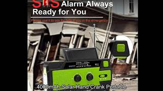 RunningSnail Emergency Crank Radio，4000mAh-Solar Hand Crank Portable AM/FM/NOAA Weather Radio