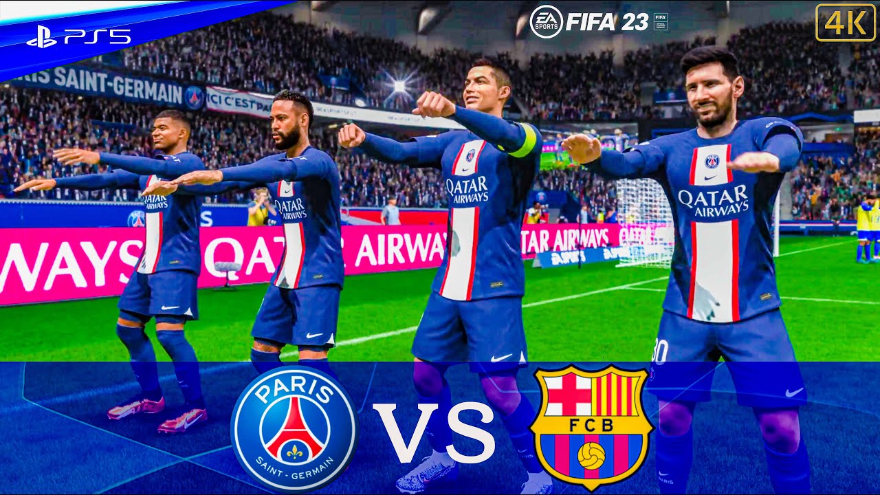 Ronaldo, Messi, Mbappe, neymar Play Together at PSG vs Barcelona | UCL Final | FIFA 23 | PS5 [4K60]