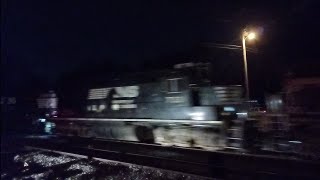 2 NS GP40's on Notch 8 trail on a short Double Stack with 2 Foreign BNSF Leaders