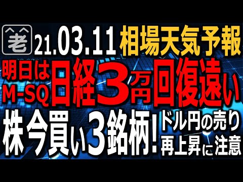 【相場天気予報】アメリカ消費者物価指数が低くインフレ懸念後退で、NYダウ爆上げして高値更新。明日メジャーSQの日経平均は上値重いが底堅い。今買いの3銘柄紹介。ドル円は再上昇注意。ラジオヤジの相場解説。