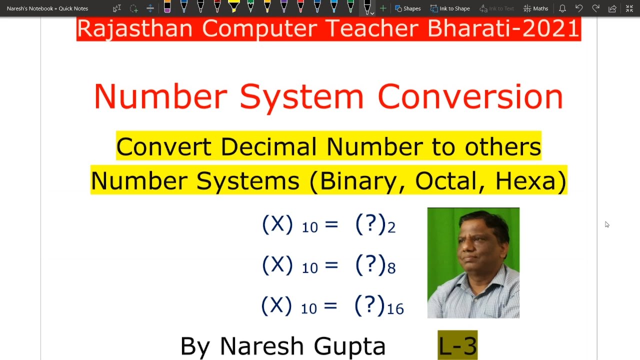 Rajasthan Computer Teacher 2021 | Number System Conversion | Decimal to Binary, Octal, Hexadecimal