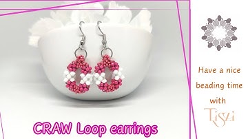#52 CRAWsy Loop earrings, beading tutorial for a loopy earring  #Tiszi #beading #tutorial #earring