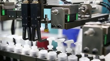 emulsion pump caps assembly machine linear type spray cap assemble equipment