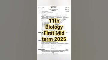 11th Biology First Mid term 2025 Question Paper