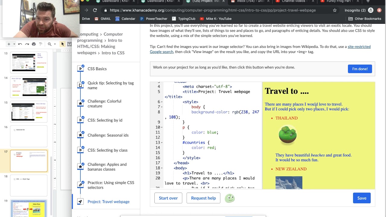 project travel page khan academy