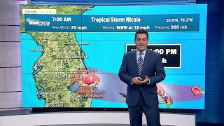 Tropical Storm Nicole forecast, 7:45 a.m. on Nov. 9, 2022