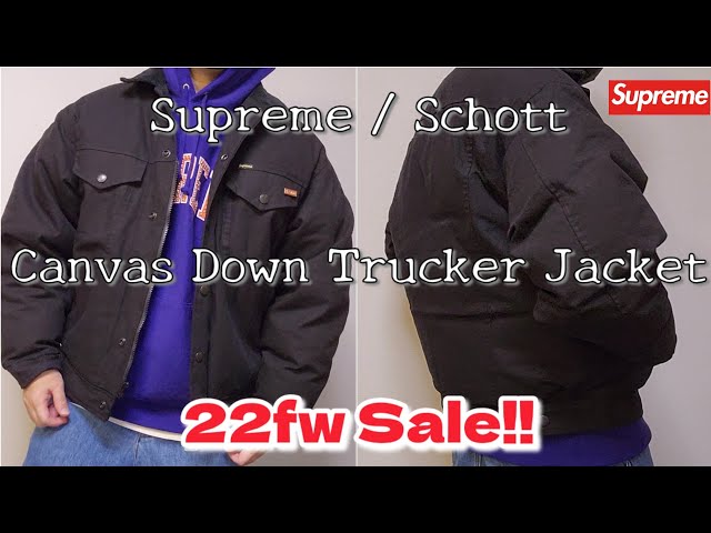 schott canvas down trucker jacket