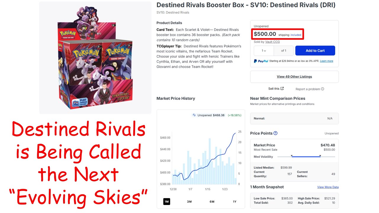 Pokemon Investors Pumped Destined Rivals Booster Boxes to $500, This is ...