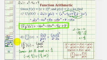 (New Version Available) Ex 2: Find Sum, Diff, Prod, and Quotient of Functions (Func Arithmetic)