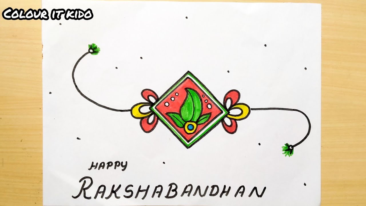 Rakhi Drawing | How to draw easy and beautiful Rakhi | Square ...