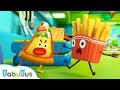 French Fries vs Naughty Pizza | Ice Cream, Learn Colors | Kids Songs | Kids Cartoon | BabyBus