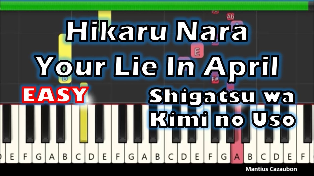 Hikaru Nara - Your Lie In April - Shigatsu wa Kimi no Uso OP (Easy Piano  Tutorial) 