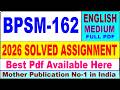 BPSM 162 solved assignment 2025-26 || bpsm 162 solved assignment 2026 in English || ignou bpsm162